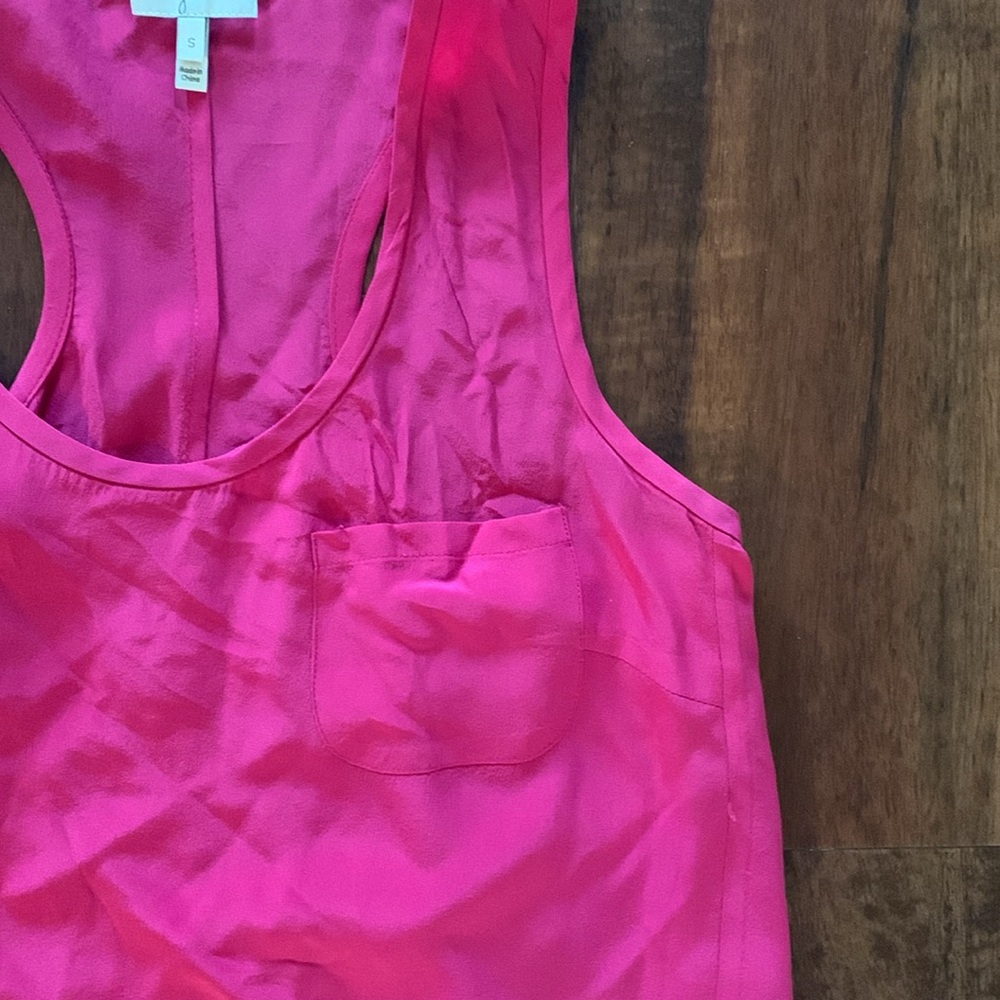 Joie women’s, breast pocketed, mini dress in hot pink, size S.